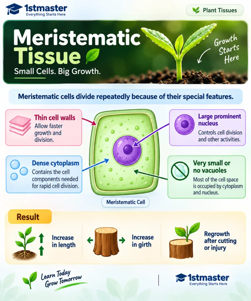 Meristematic tissues divide repeatedly. What property of their cells allows them to do this